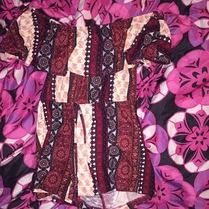 An off the shoulders romper